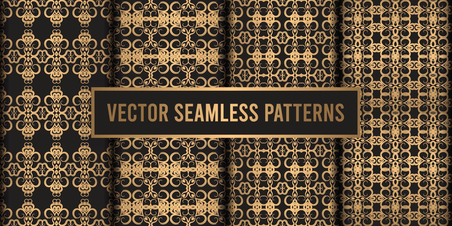 fondo de patrón transparente de oro negro ornamental vector