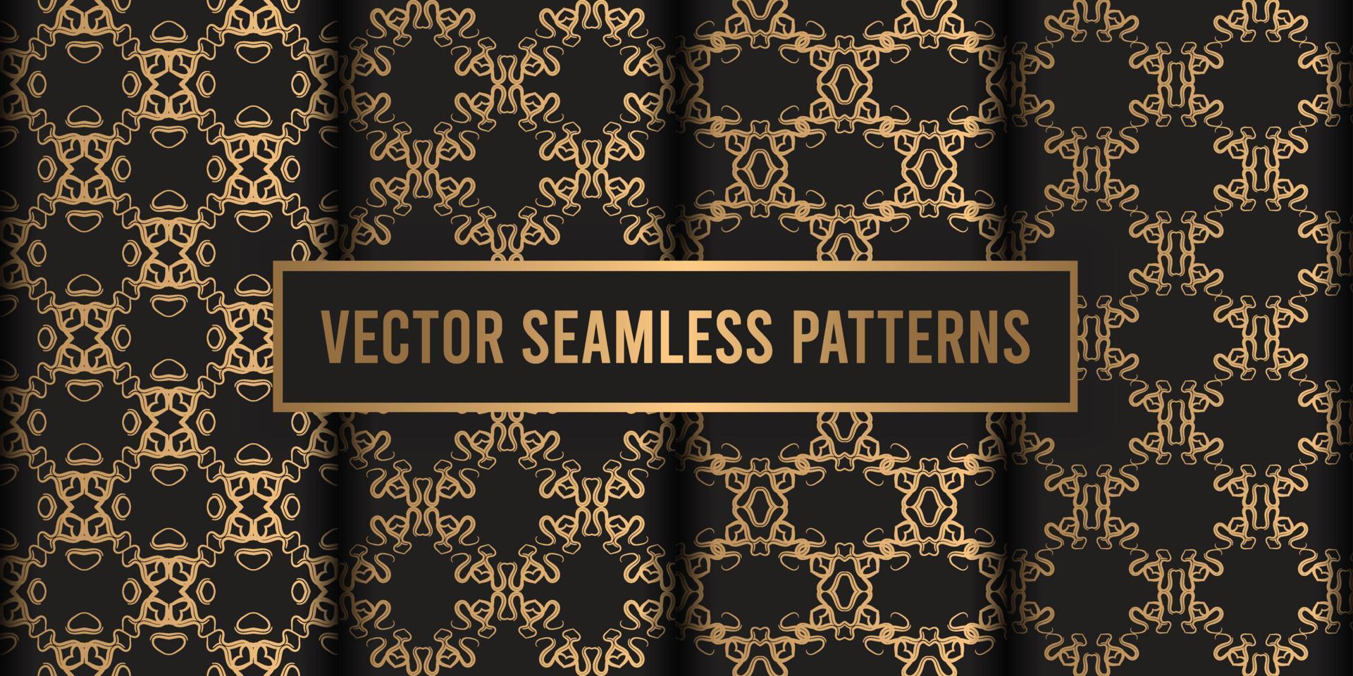 fondo de patrón transparente de oro negro ornamental vector