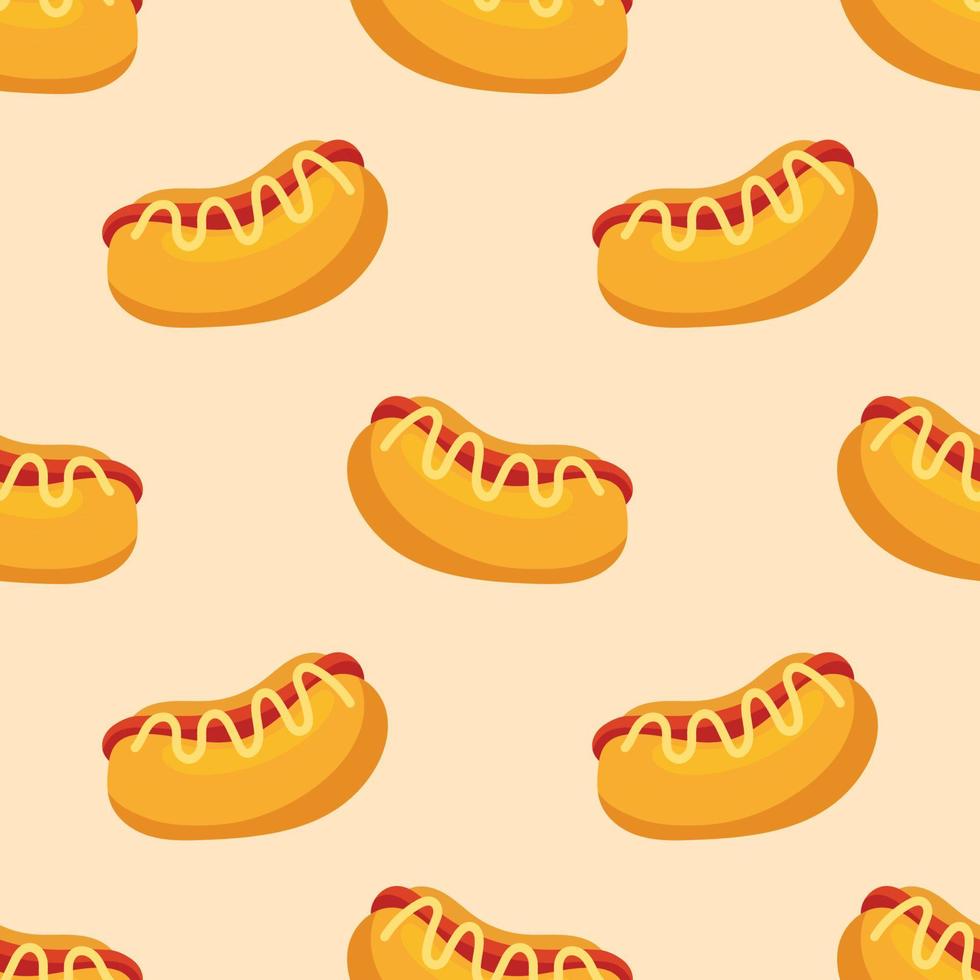 Seamless hot dog cartoon pattern vector