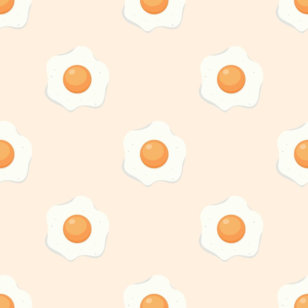 Seamless fried egg cartoon pattern vector