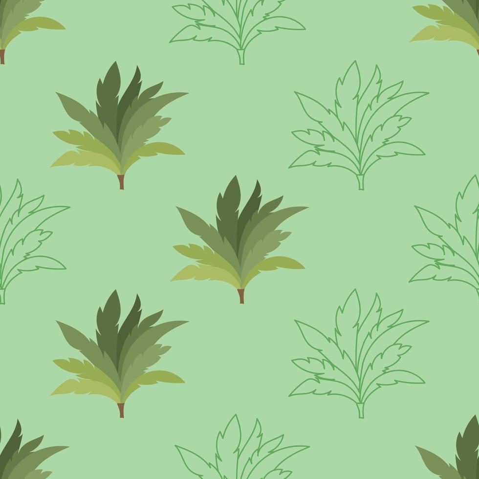 Seamless tropical plant illustration cartoon pattern vector