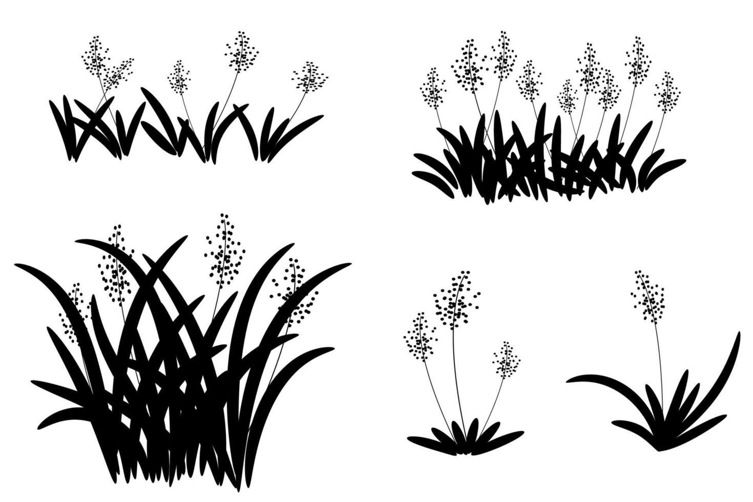 vector, hierba, blanco y negro, conjunto vector