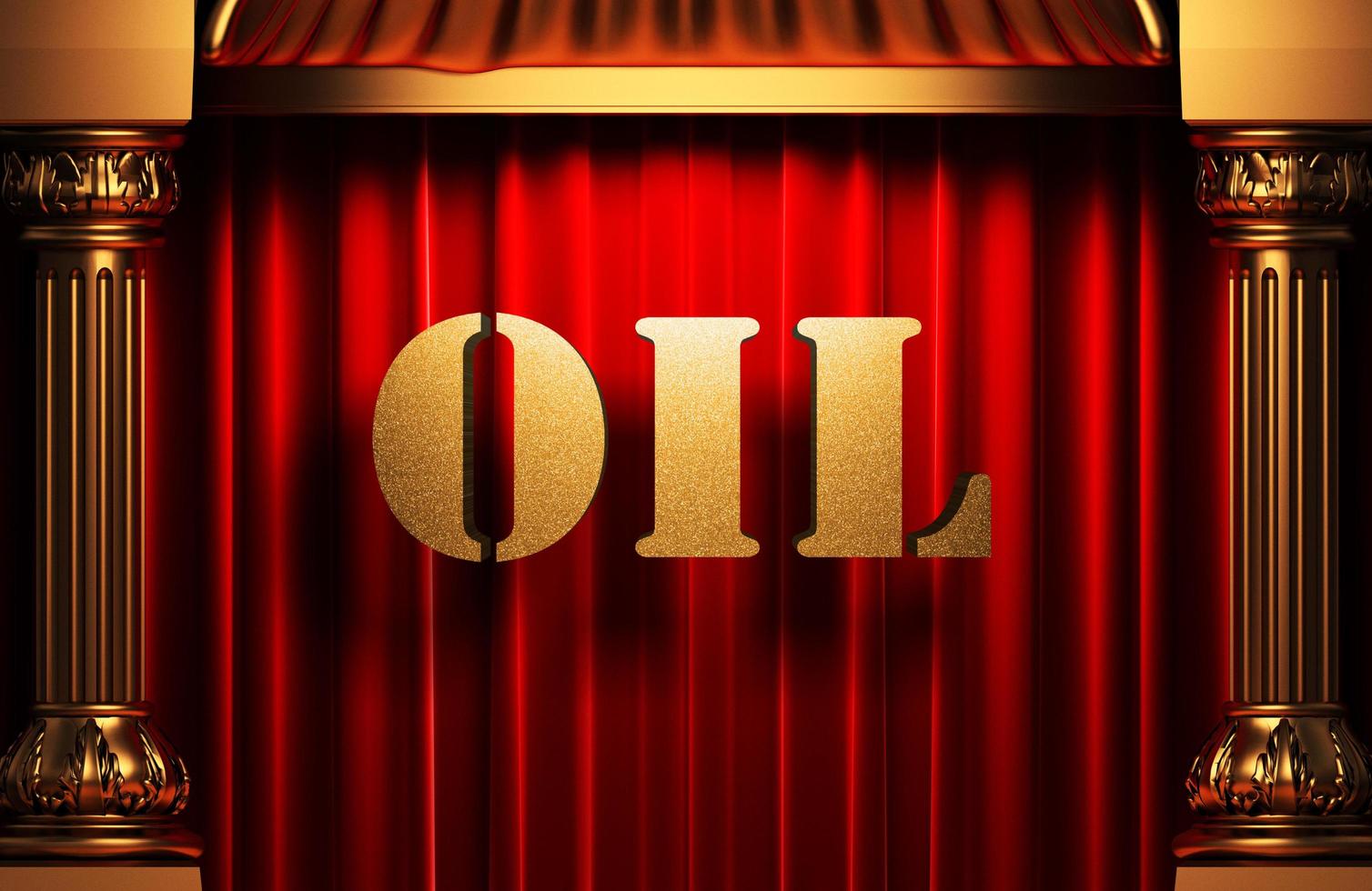 oil golden word on red curtain photo