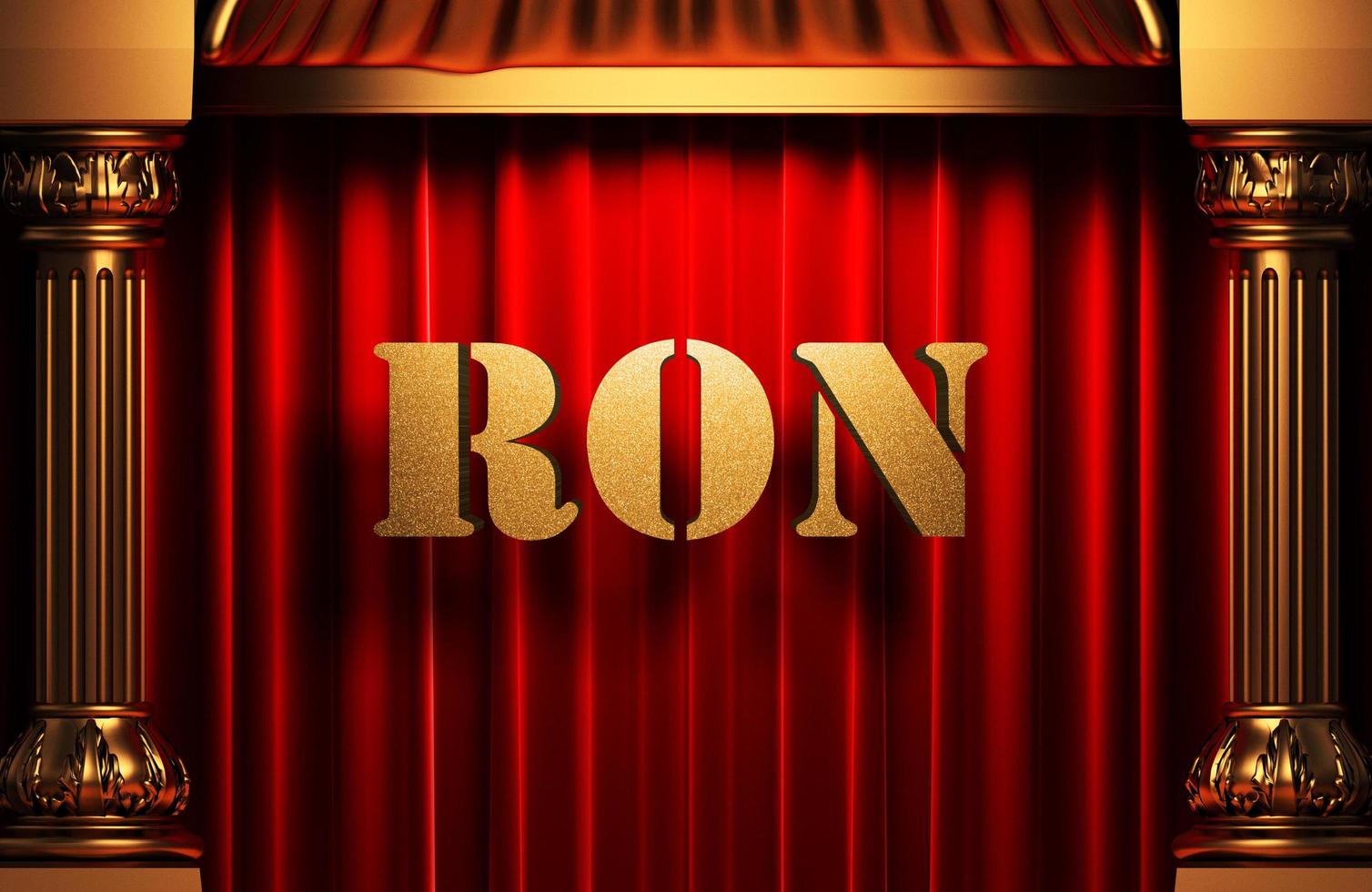 ron golden word on red curtain photo