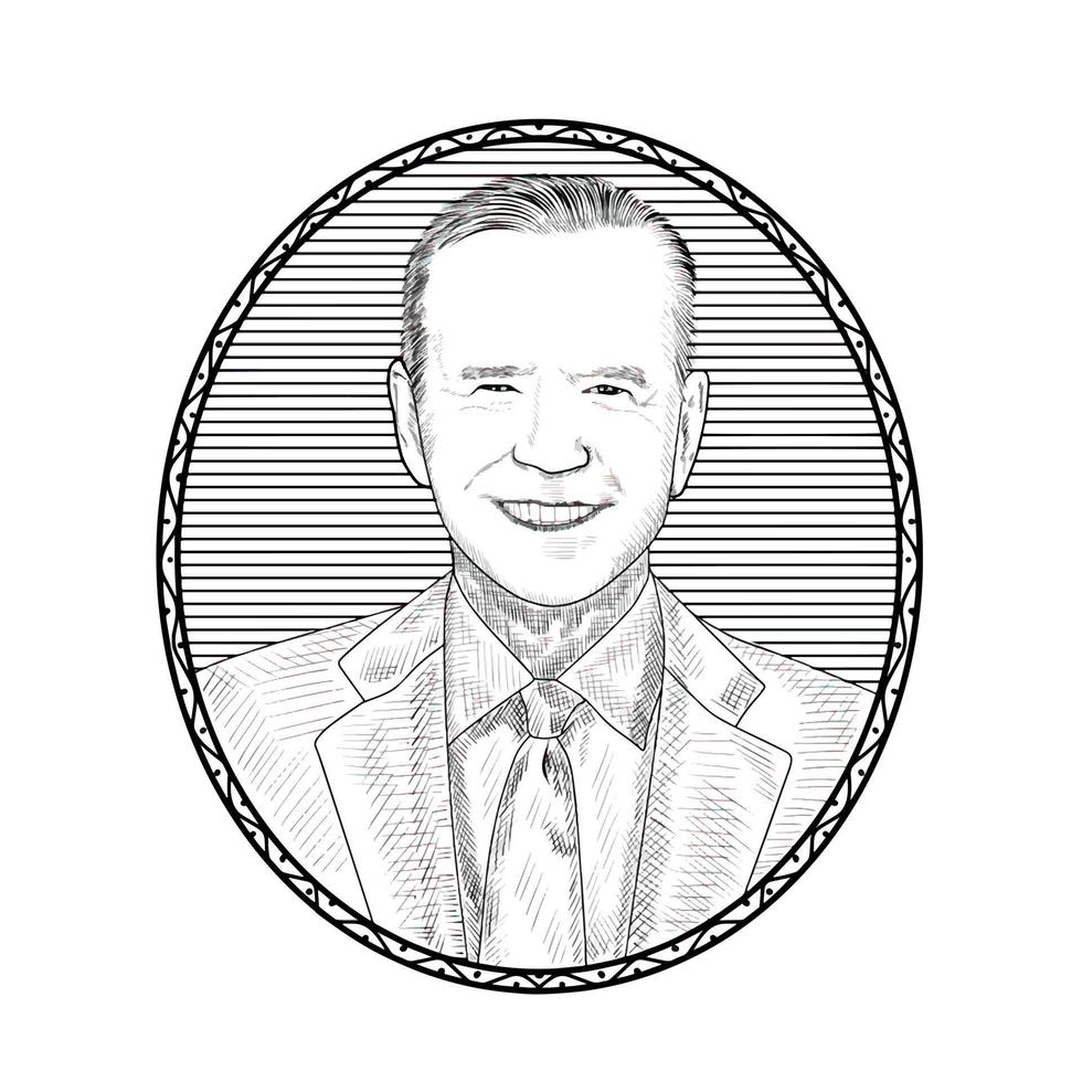 Surakarta Indonesia - March 3 2022, Joe Biden Illustration on white background vector