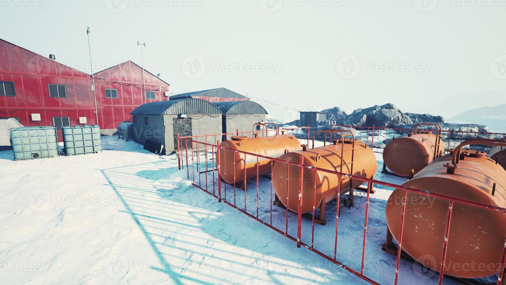 Aerial view of antarctic Station in Antarctica photo