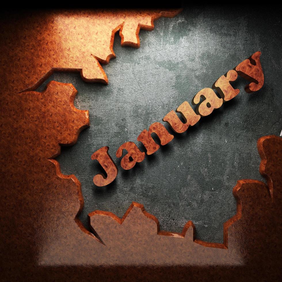 January vector word of wood photo