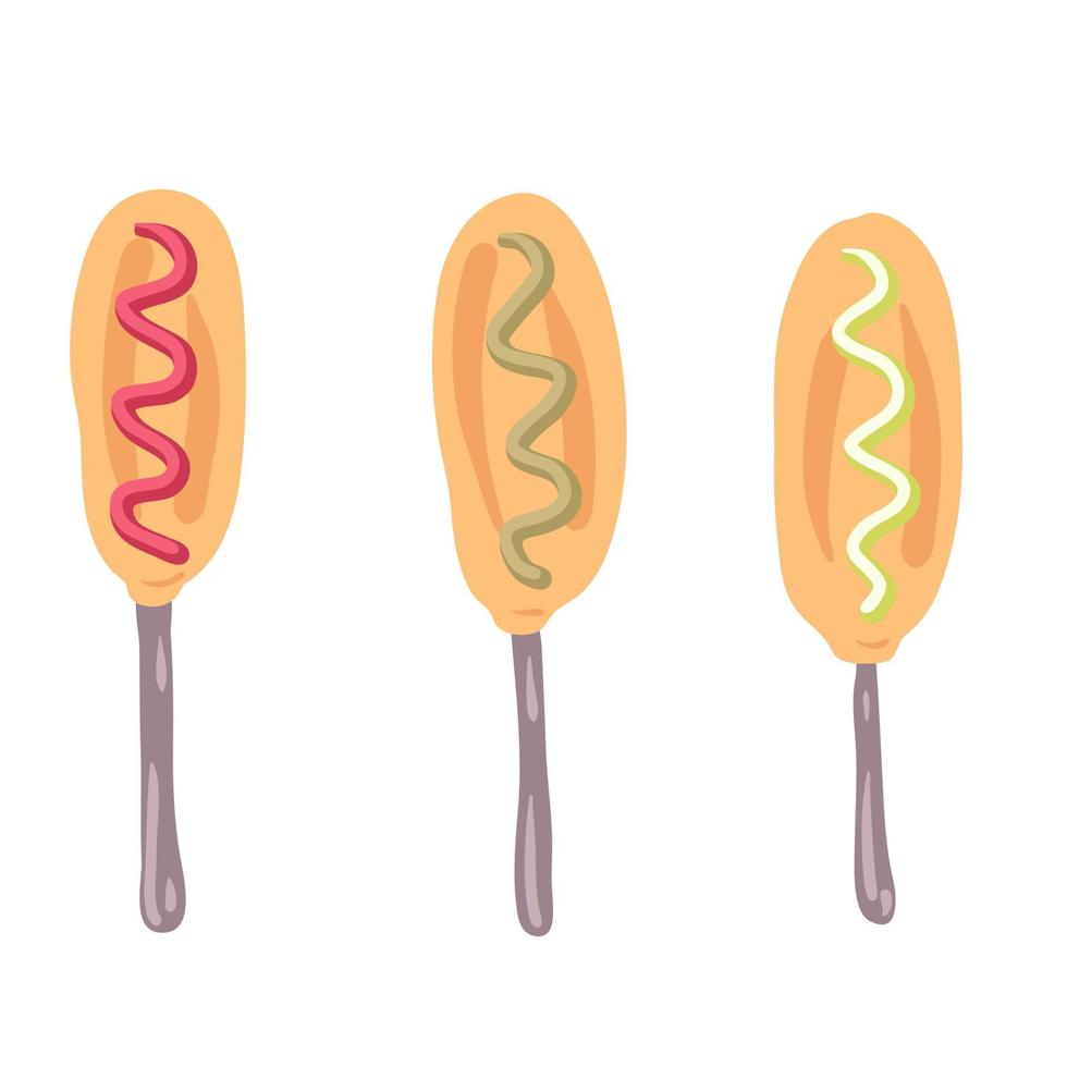 Fried corndogs vector elements collection.