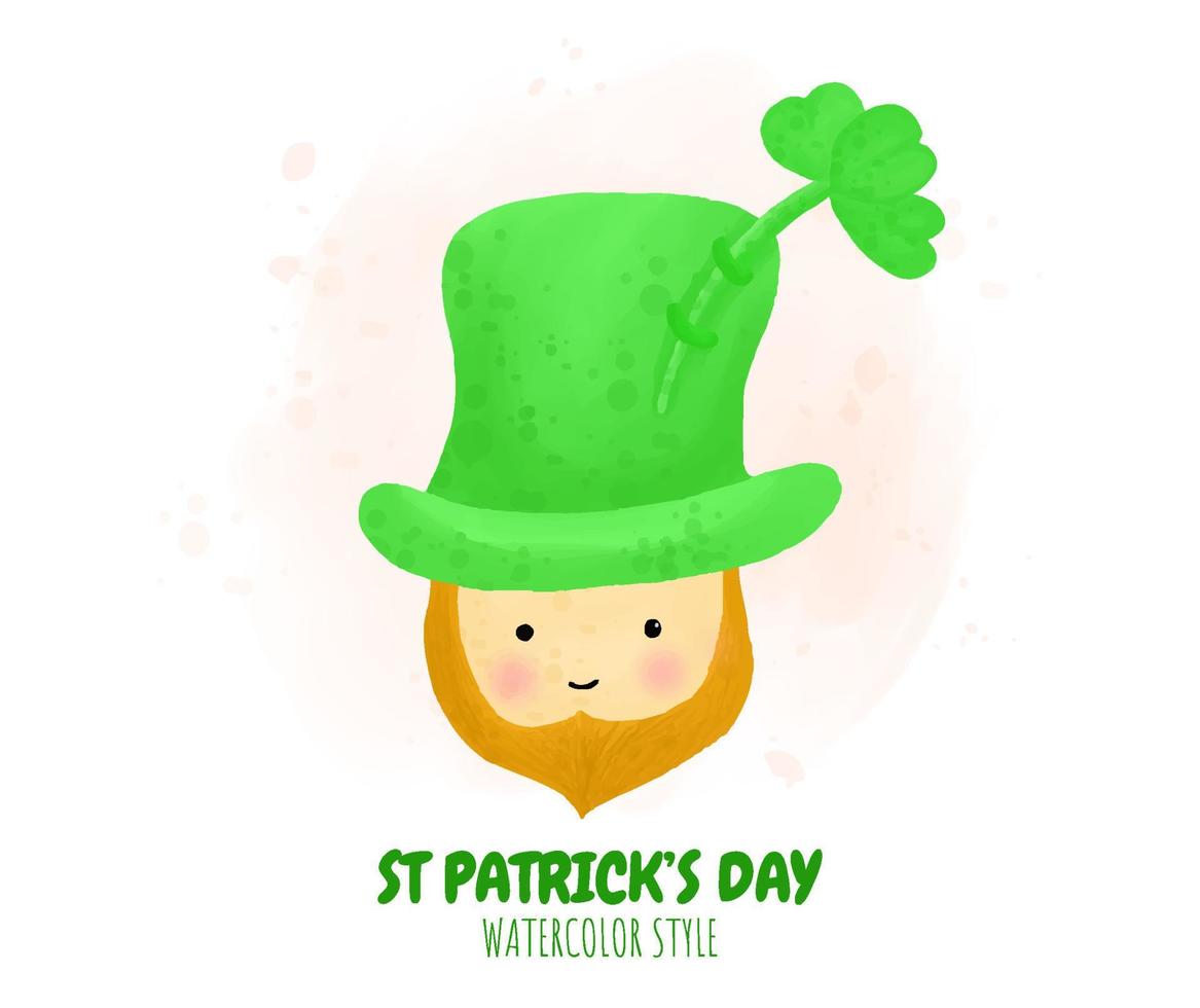 Saint patrick day cartoon character leprechaun watercolor element vector