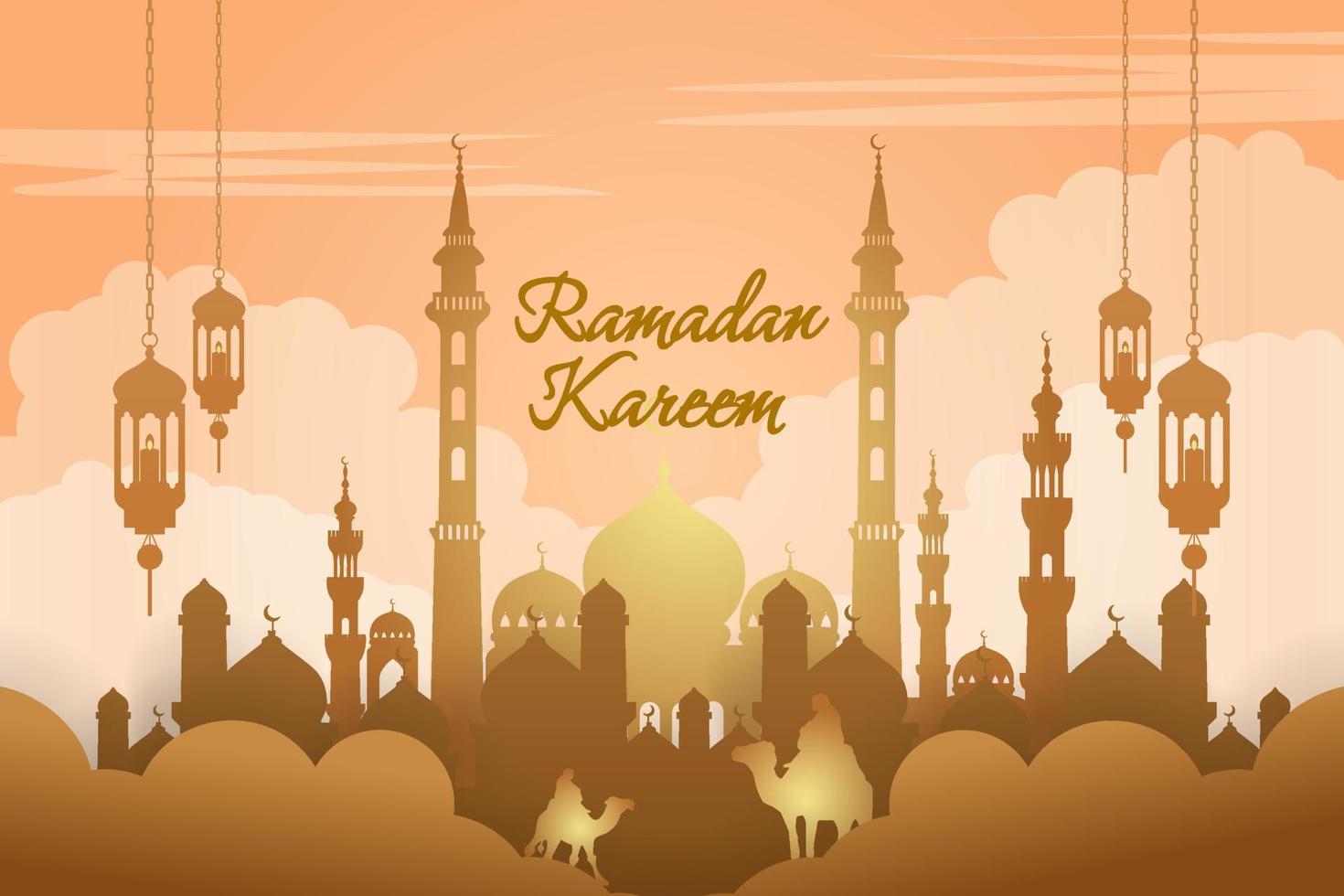 Background Ramadan Kareem Islamic style with element vector