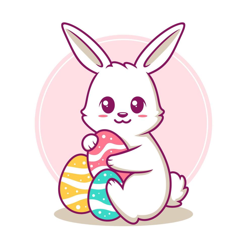 Easter bunny cartoon illustration vector