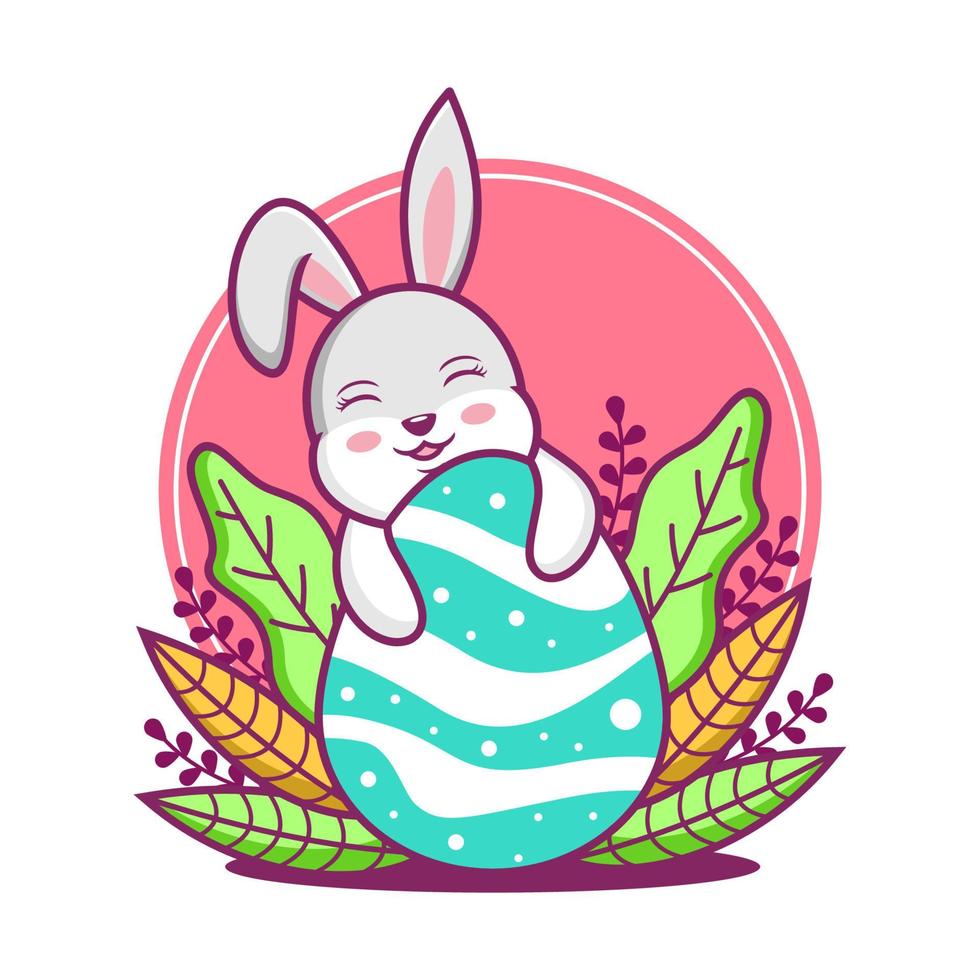 easter day bunny cartoon illustration vector