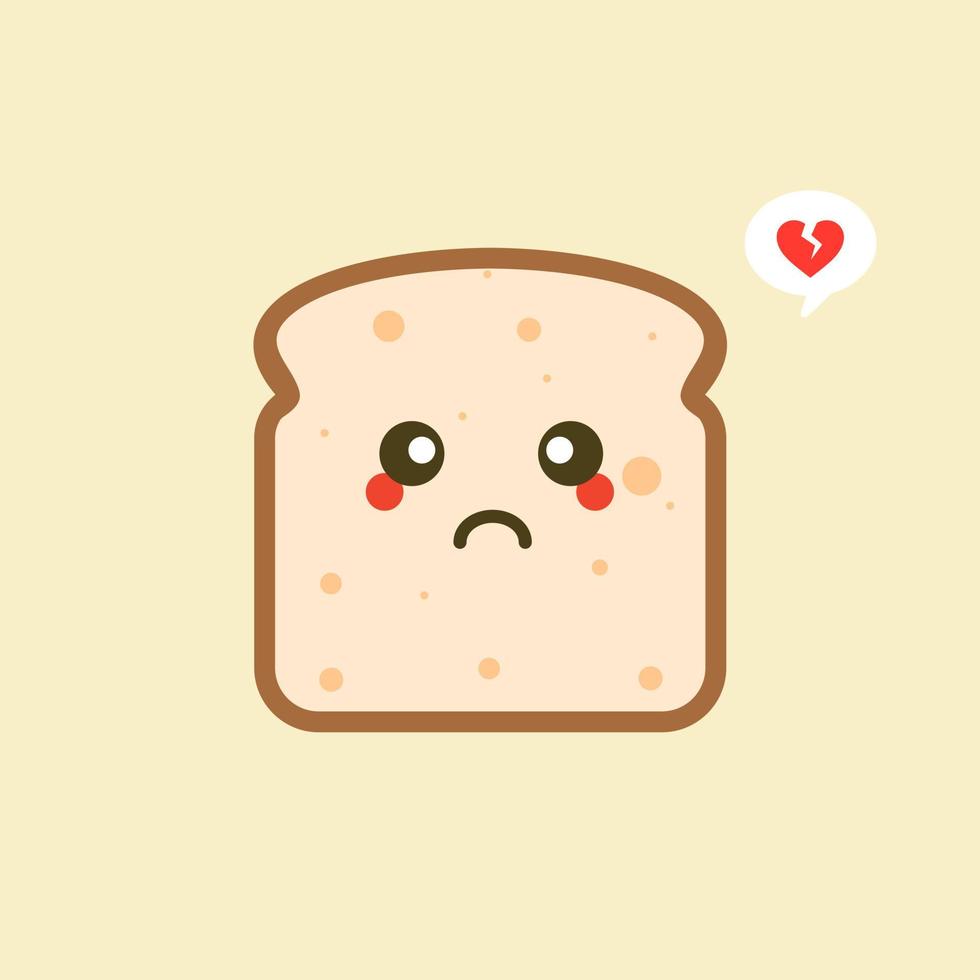 vector funny cartoon cute sliced bread character isolated on color background. Bakery label mascot. Vector flat cartoon character illustration icon. Toast,good morning card, breakfast concept