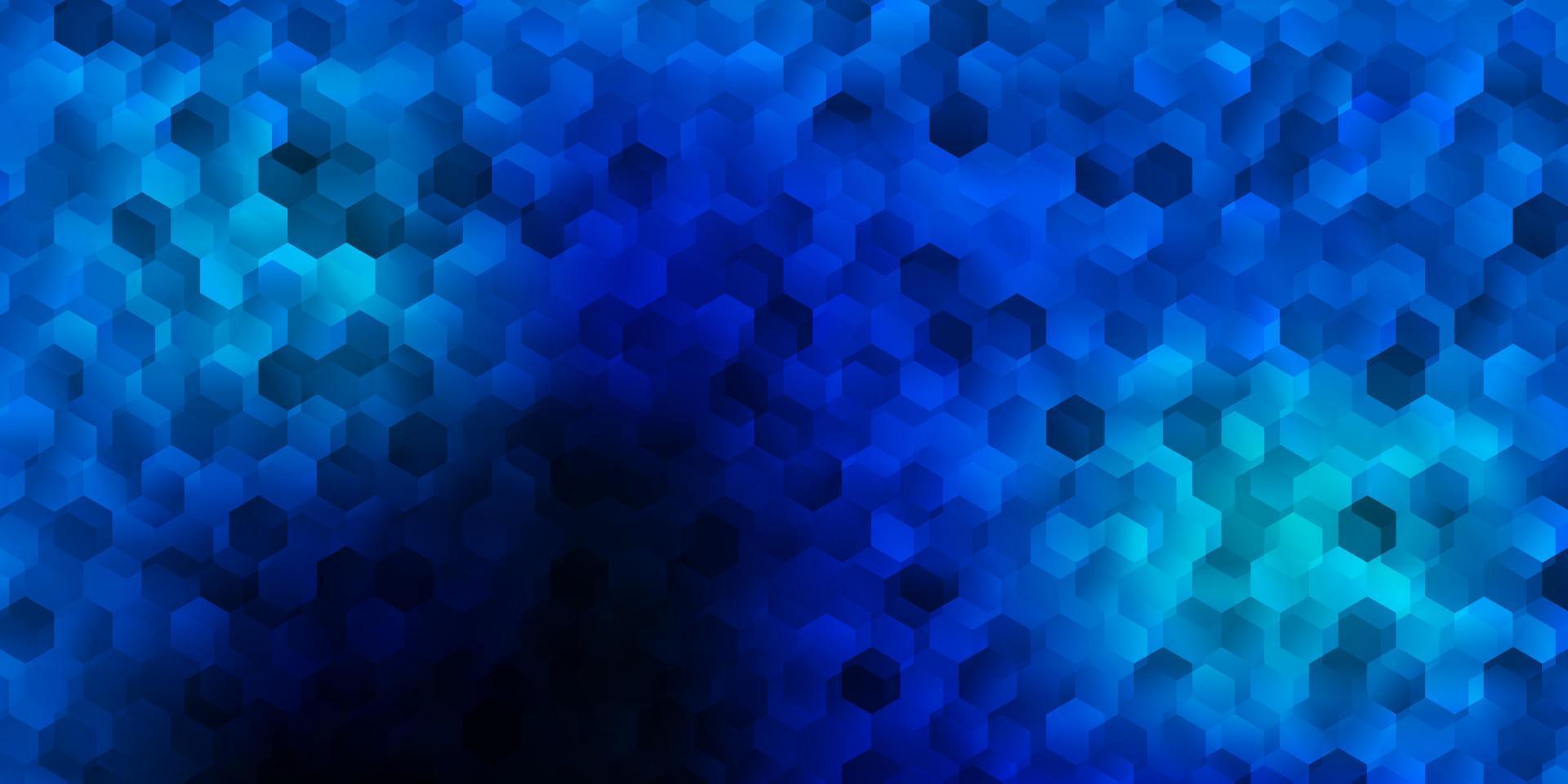 textura de vector azul oscuro con hexágonos de colores.