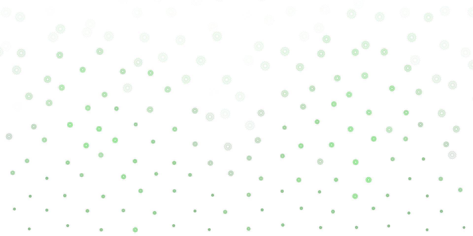 Light green vector doodle texture with flowers.
