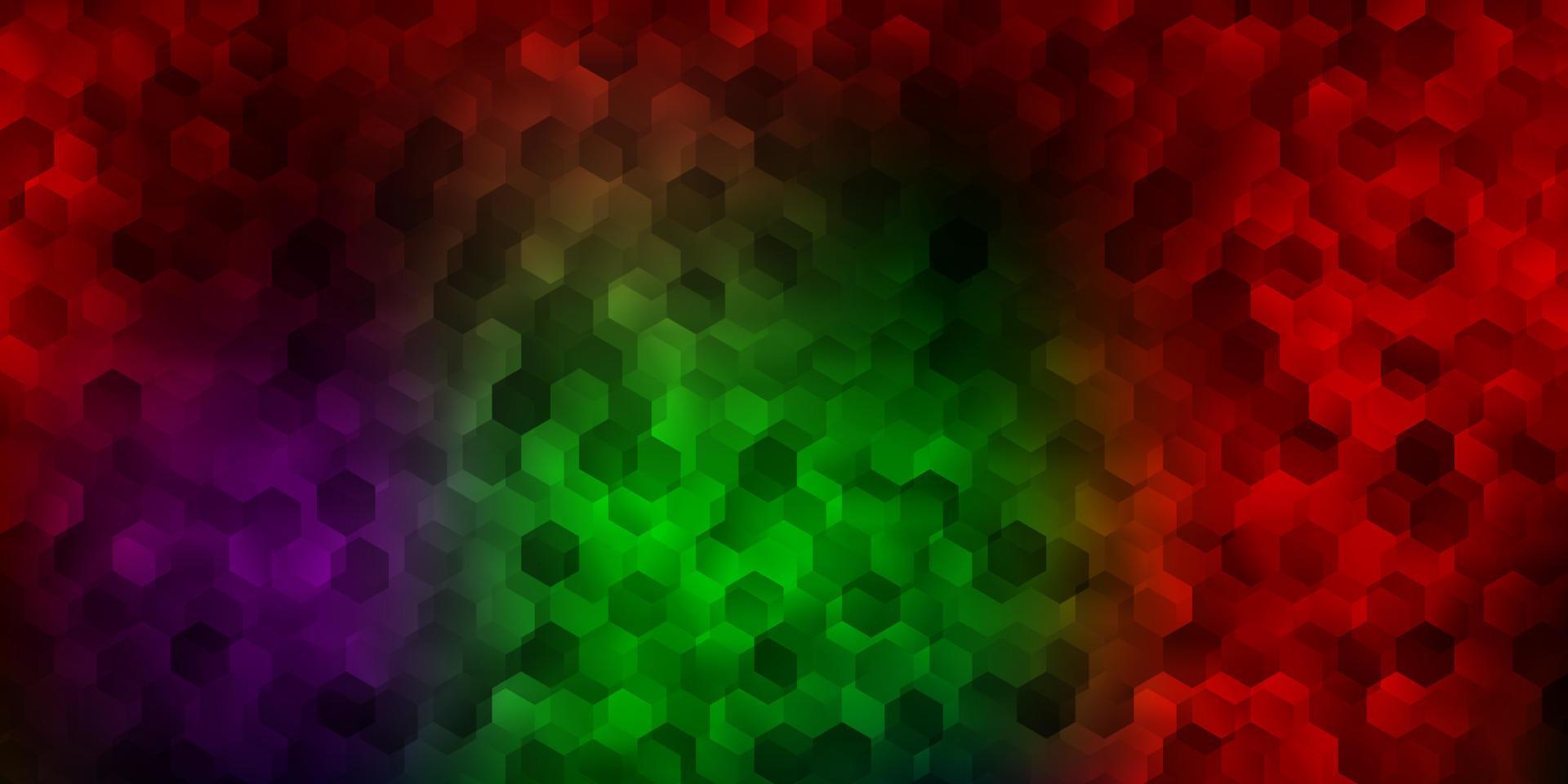 Dark multicolor vector texture with colorful hexagons.