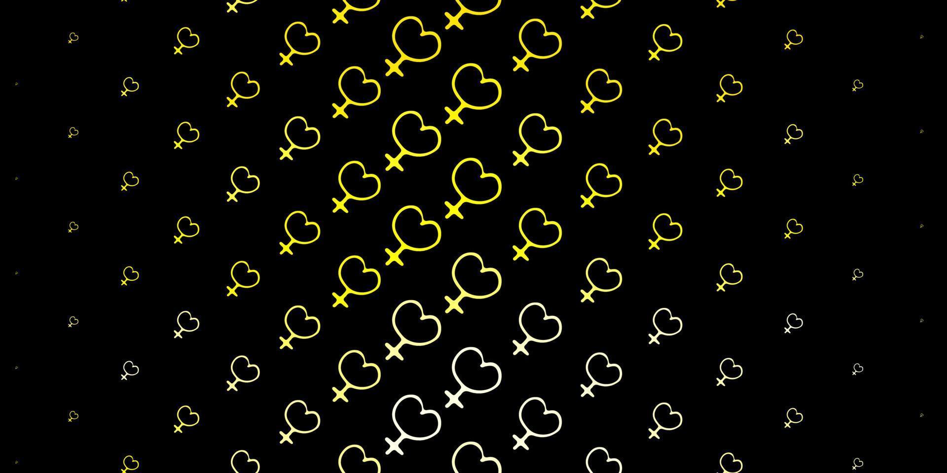 Dark Yellow vector backdrop with woman's power symbols.