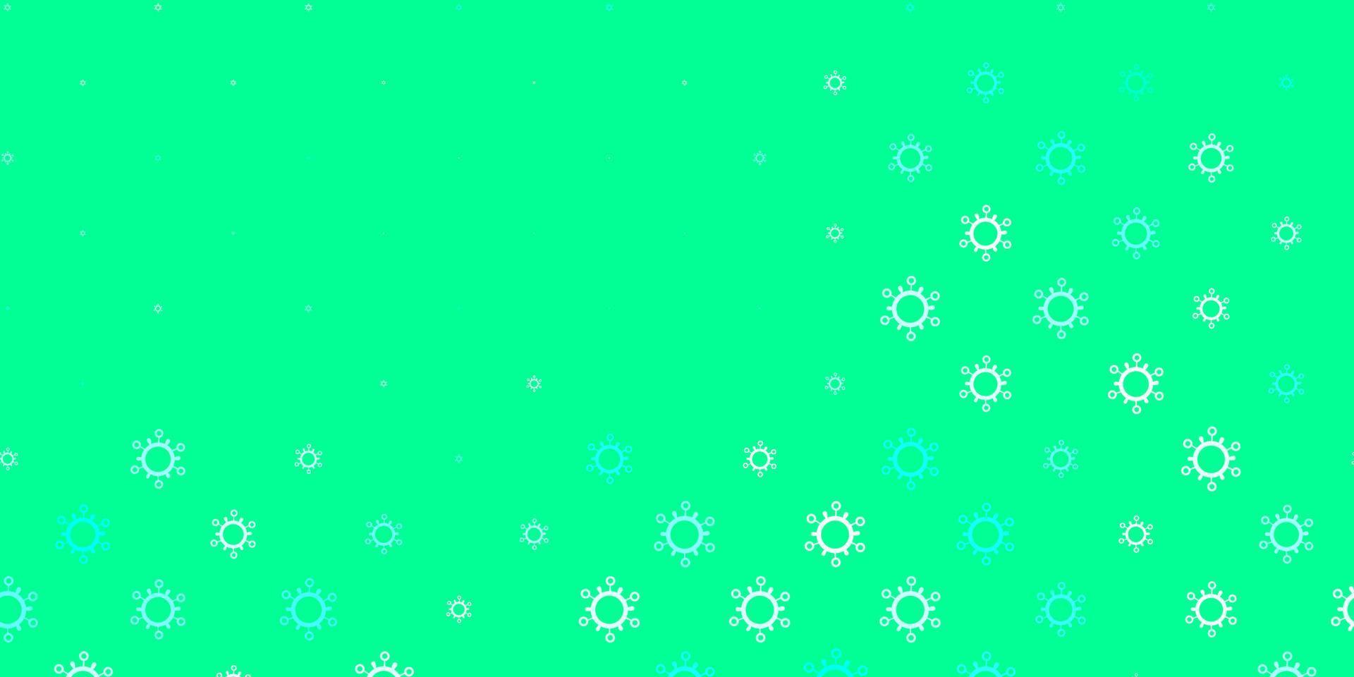 Light blue, green vector pattern with coronavirus elements.