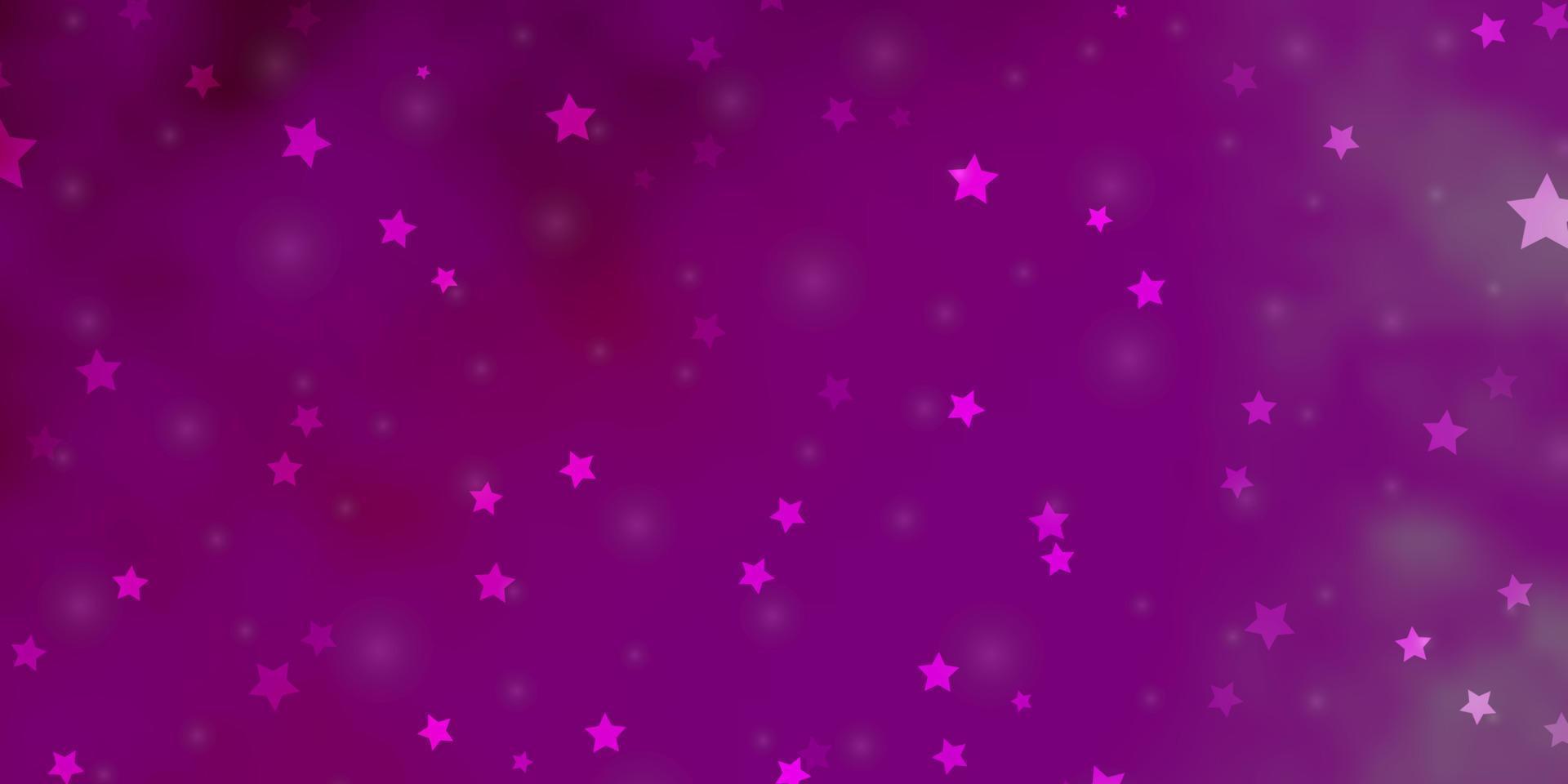 plantilla de vector rosa claro con estrellas de neón.