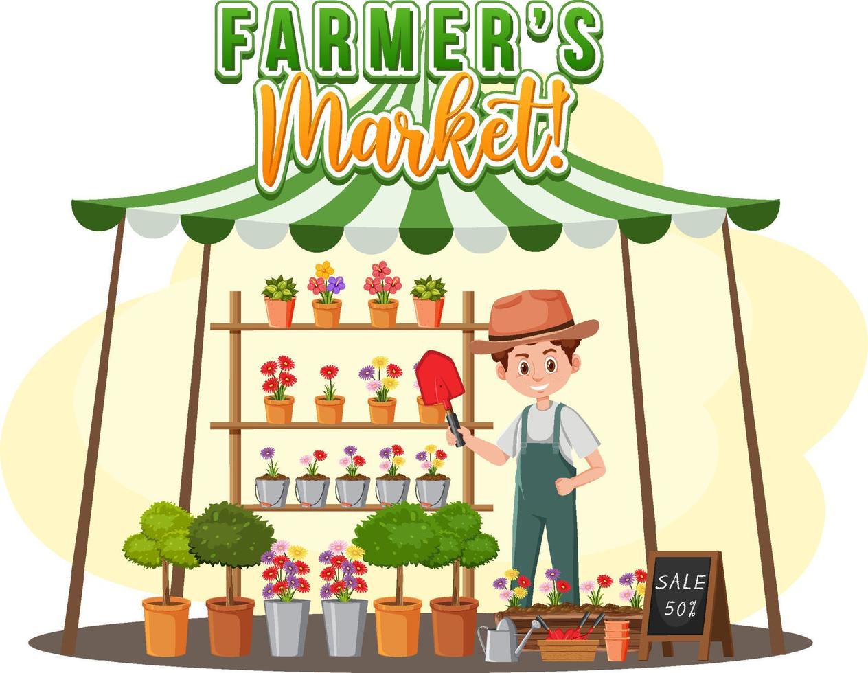 Flea market concept with garden shop vector