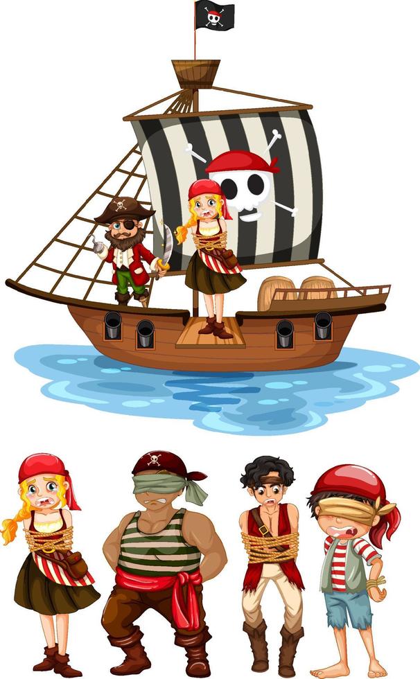 conjunto de diferentes personajes de dibujos animados de piratas vector