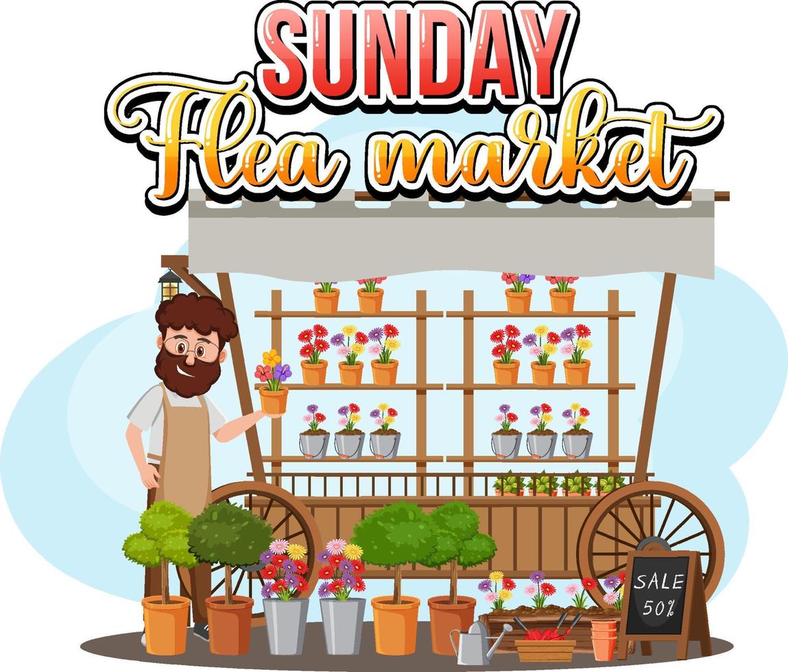 Flea market concept with garden shop vector