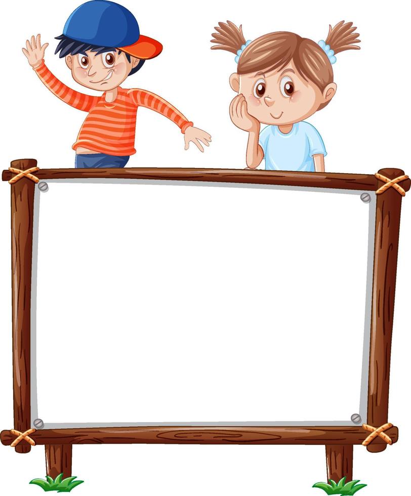 plantilla de tablero con niños felices vector