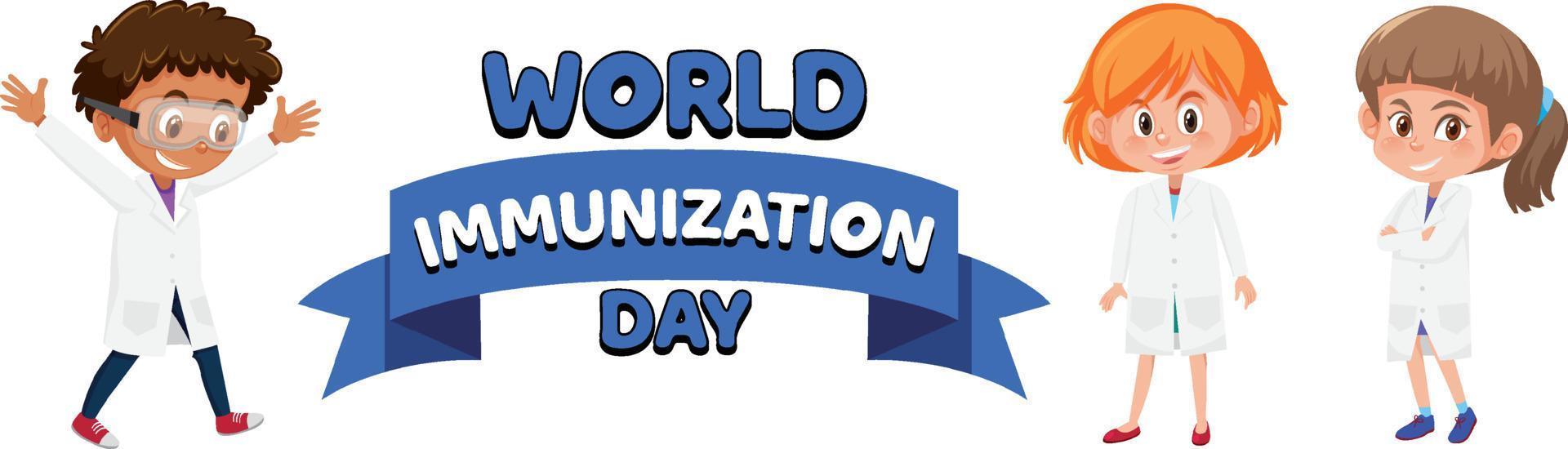 Poster design for world immunization day with kids vector