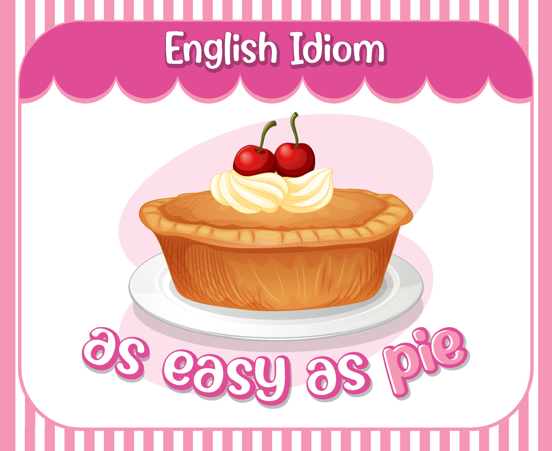 English idiom with as easy as pie 6270245 Vector Art at Vecteezy