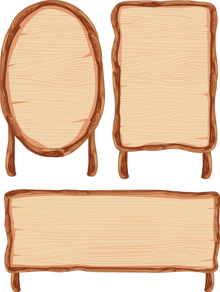 conjunto de banner de letrero de madera vector