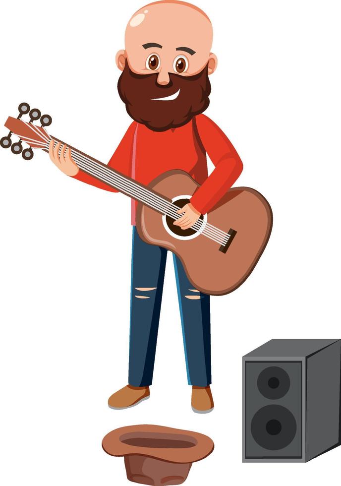A man busking on white background vector