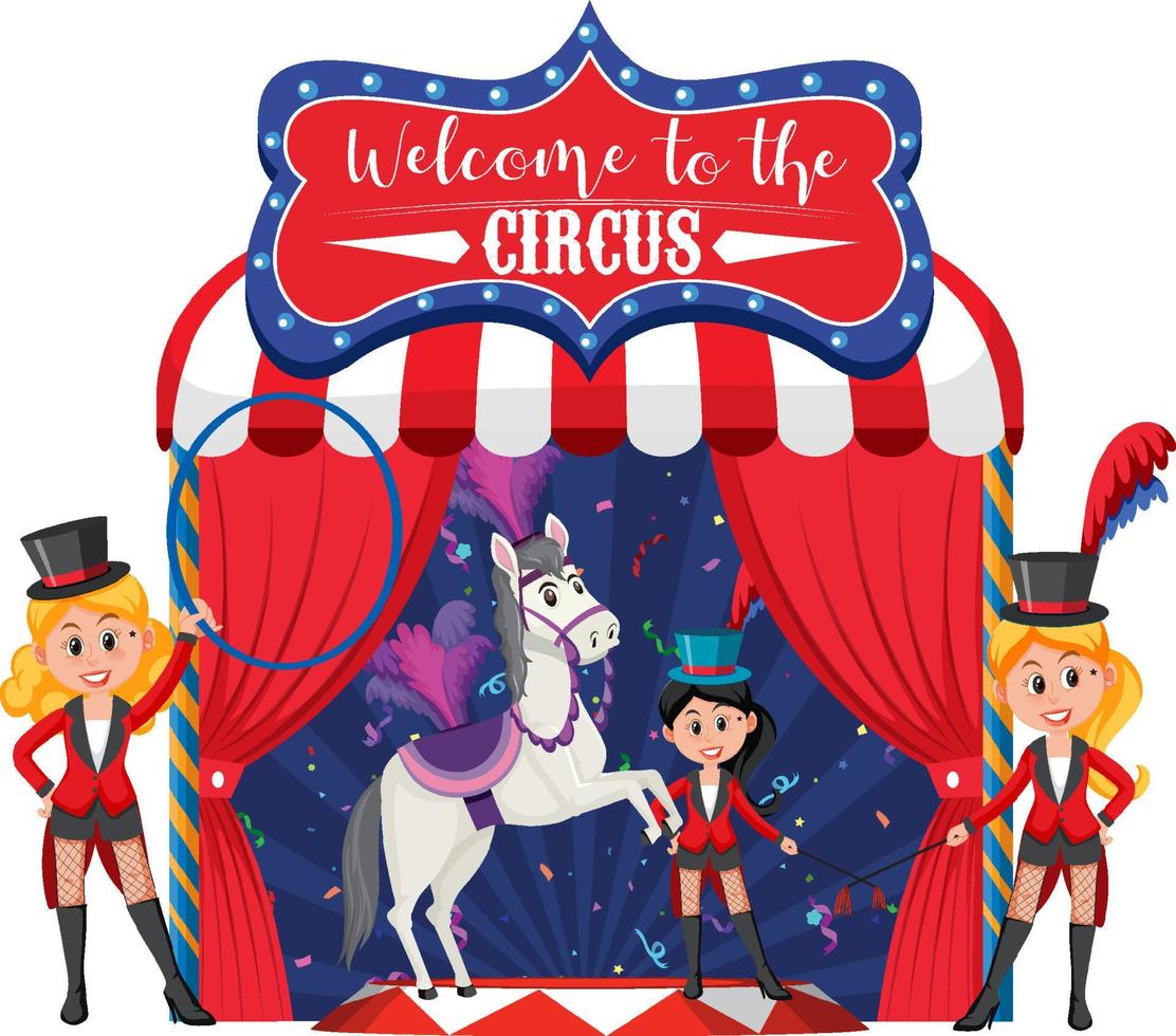 Welcome to the circus banner with magician performance vector