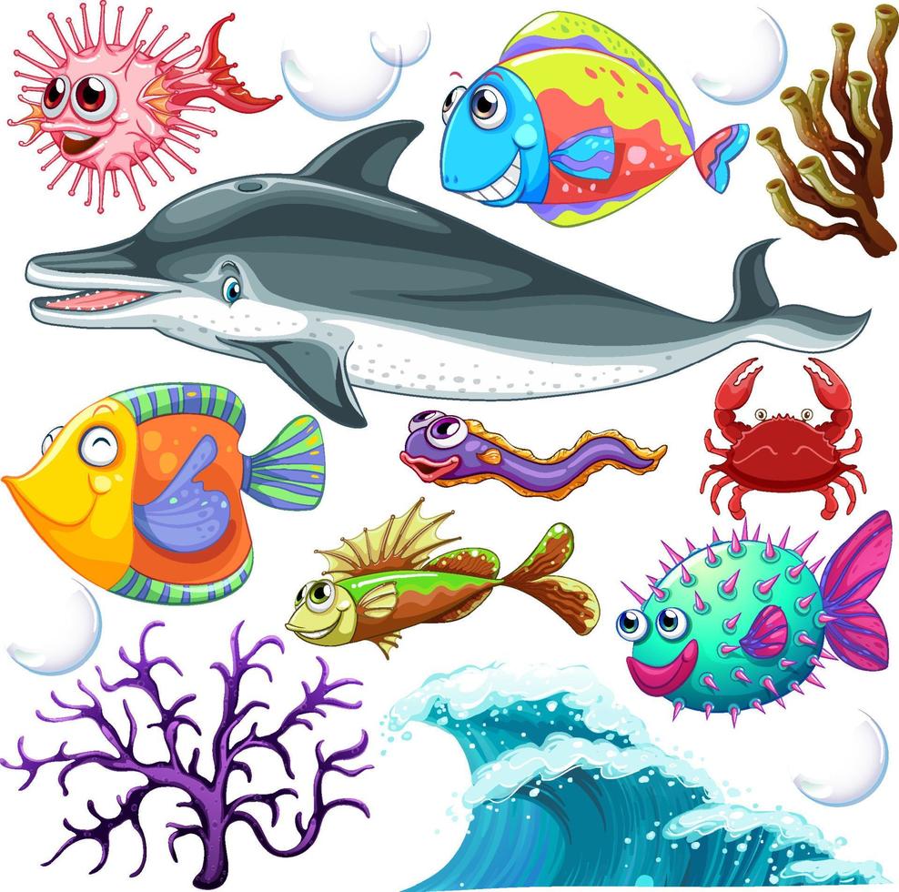 Different types of sea animals vector