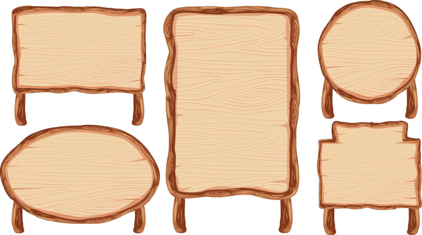conjunto de banner de letrero de madera vector