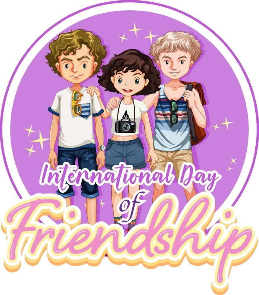 International Day of Friendship logo banner with teenagers group vector