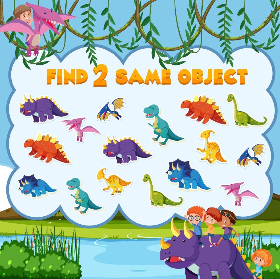 Find object game template of dinosaur vector