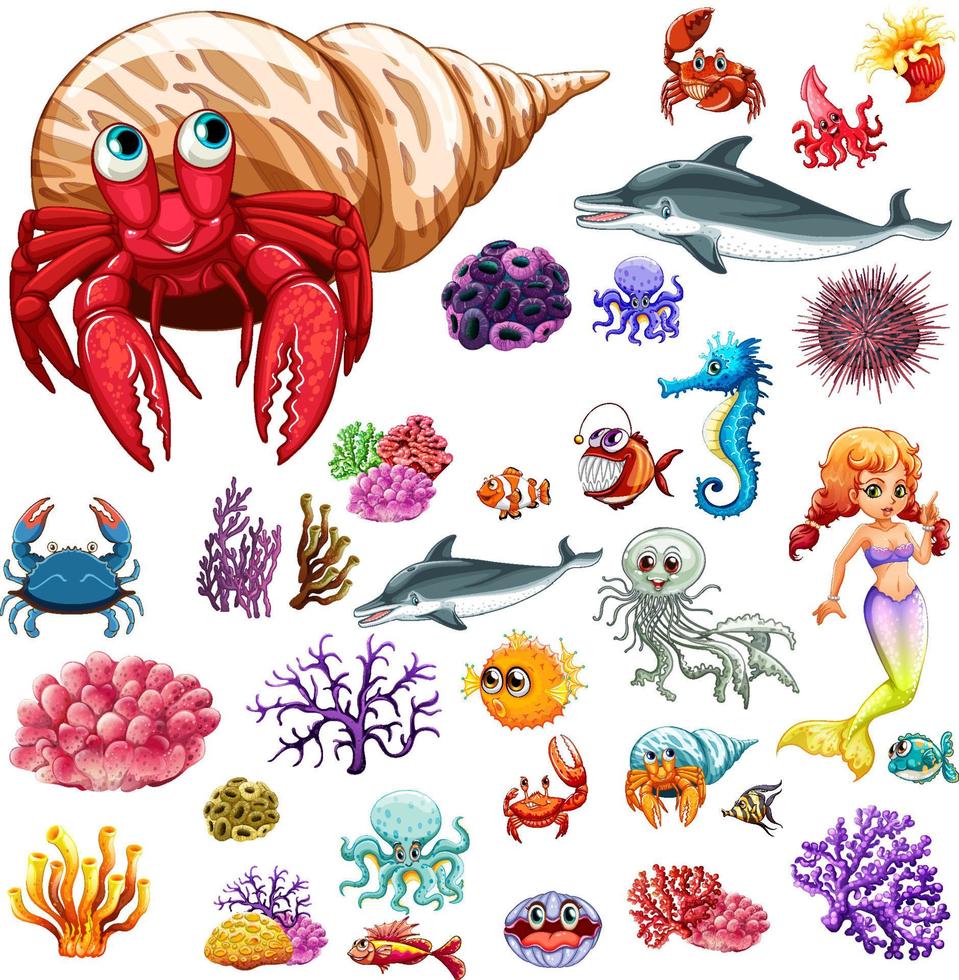 Different types of sea animals vector