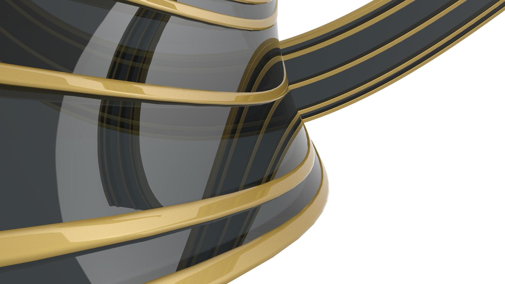 curves black gold abstract background isolated 3d rendering illustration photo