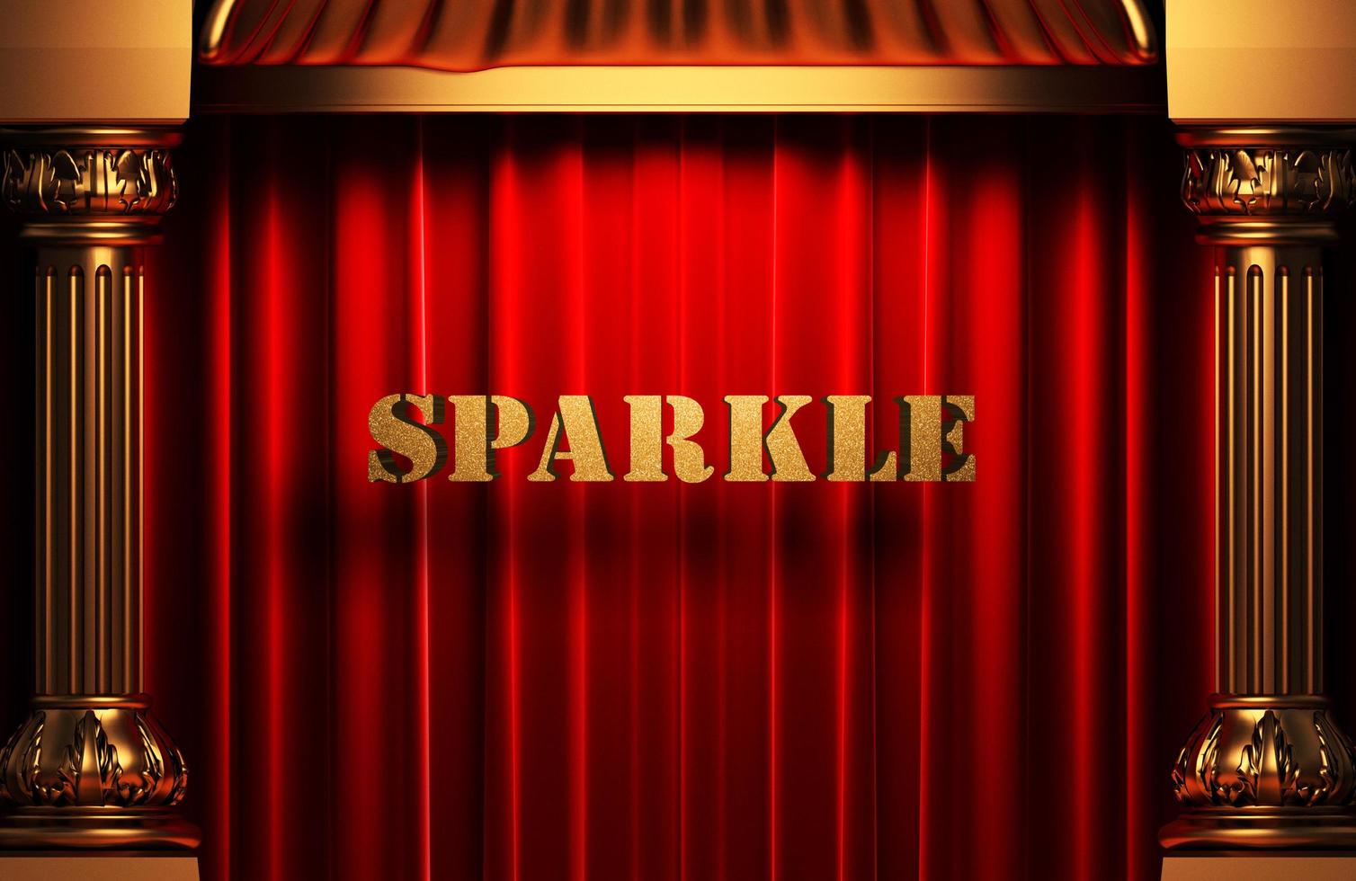 sparkle golden word on red curtain photo