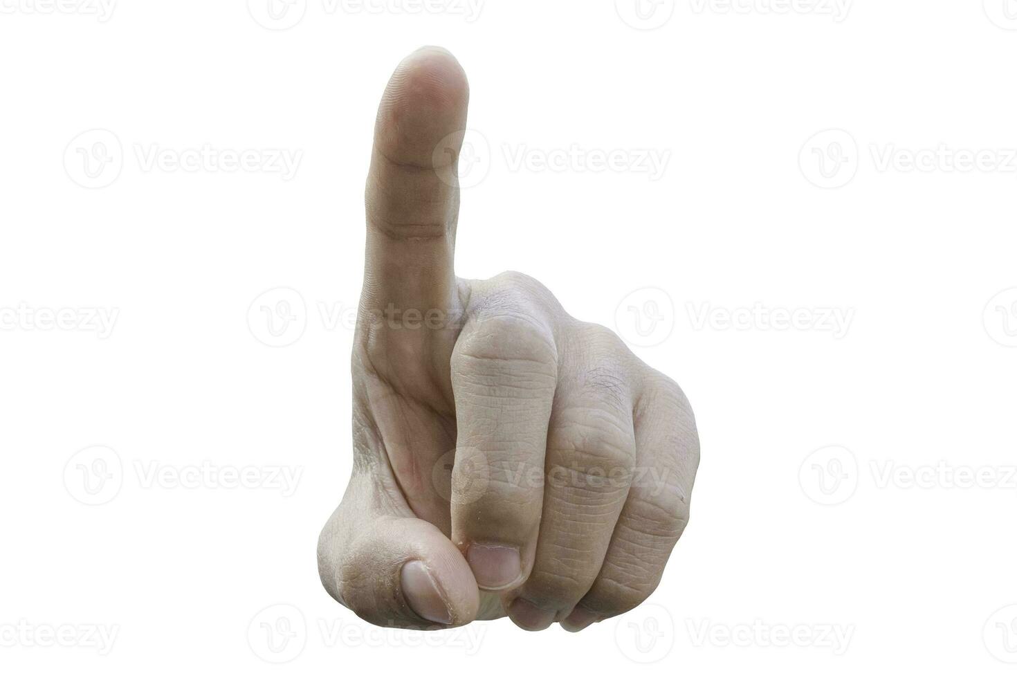 Man hand symbol pointing isolated on white background. Object with clipping path. photo