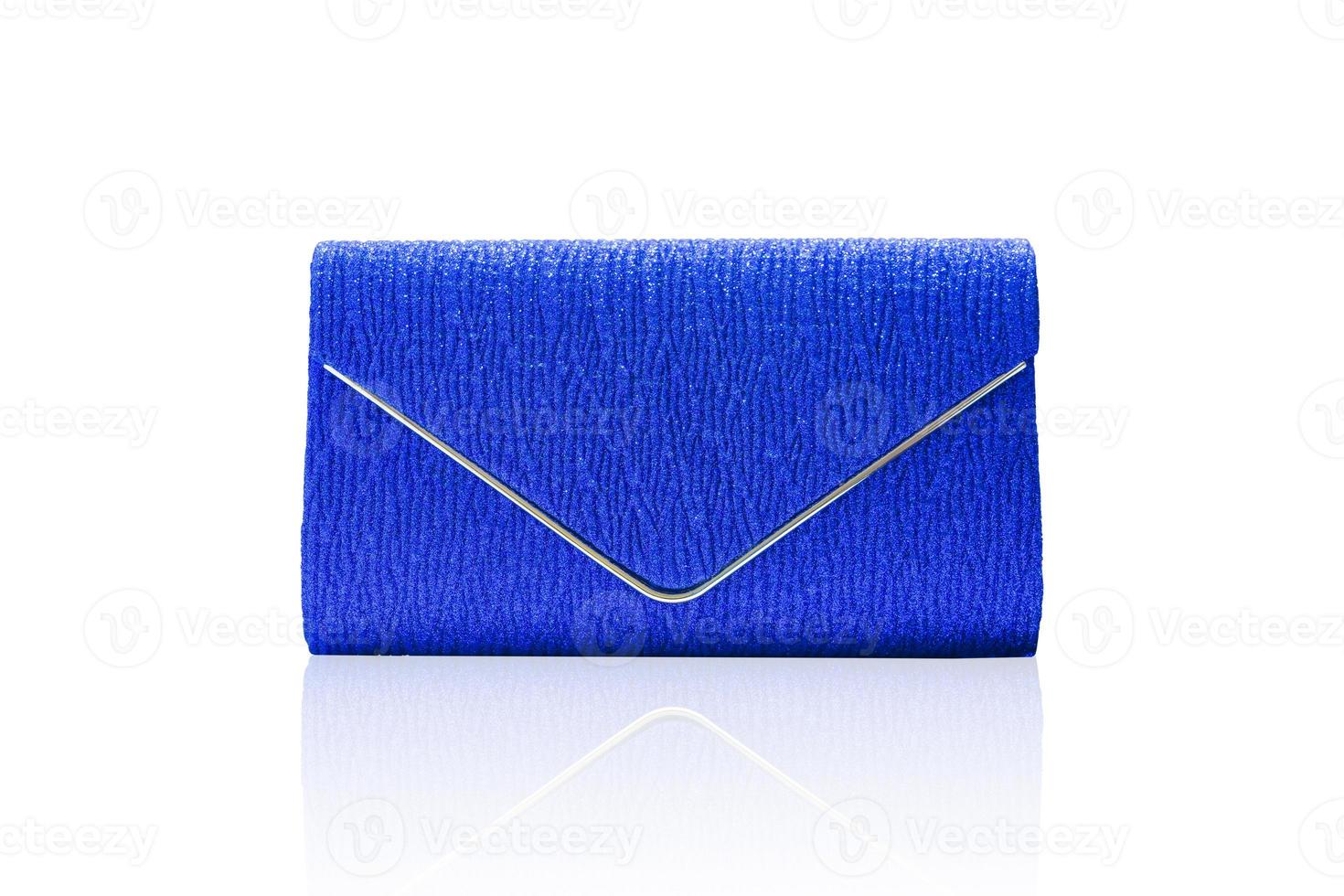 Blue clutch bag isolated on white background with clipping path. photo