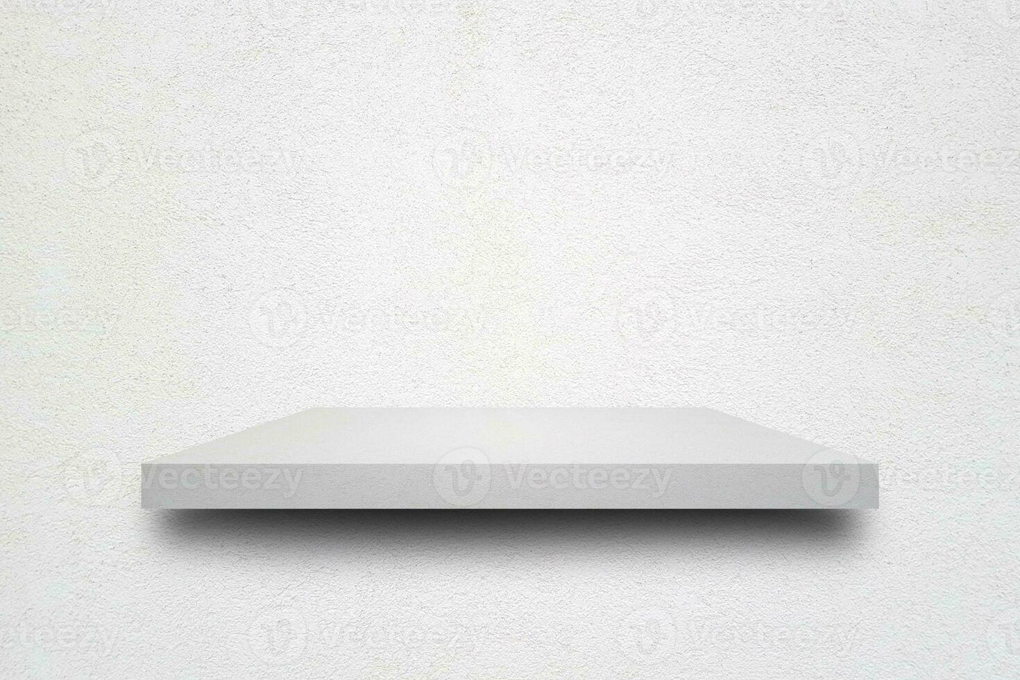 Empty top of concrete shelves on cement wall background. For product display photo