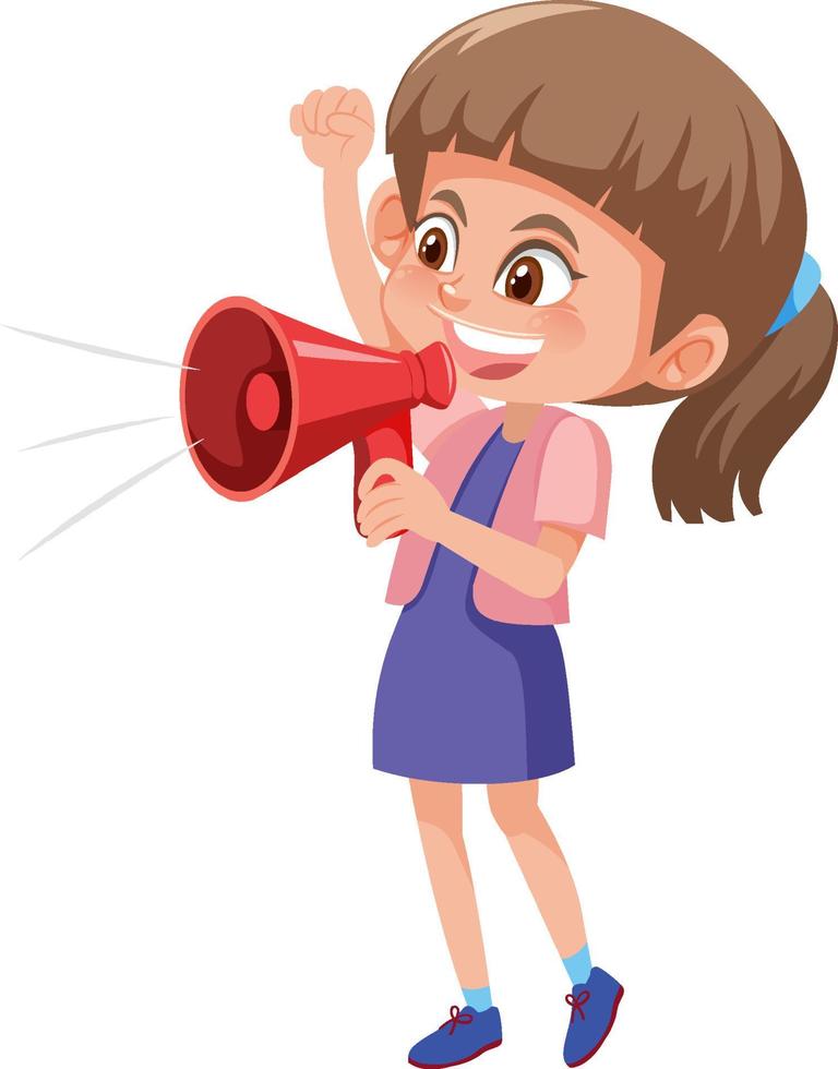 Cute girl speaking loud vector