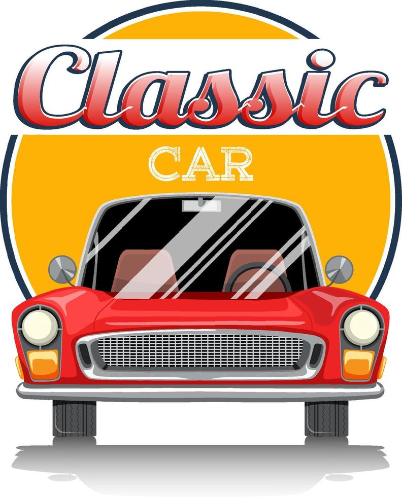 Classic car logo with classic car on white background vector