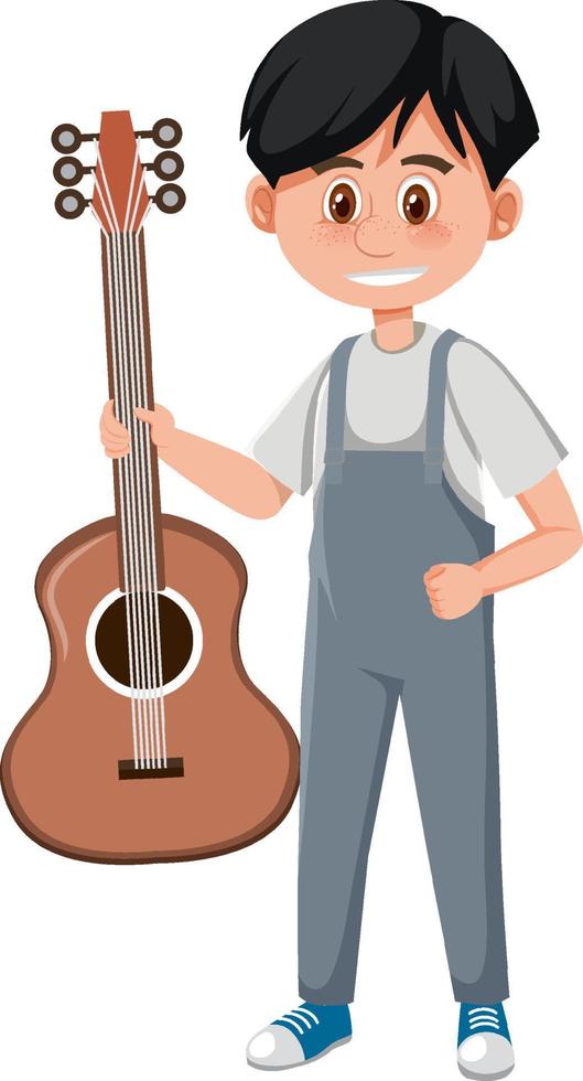 A male musician cartoon character on white background vector