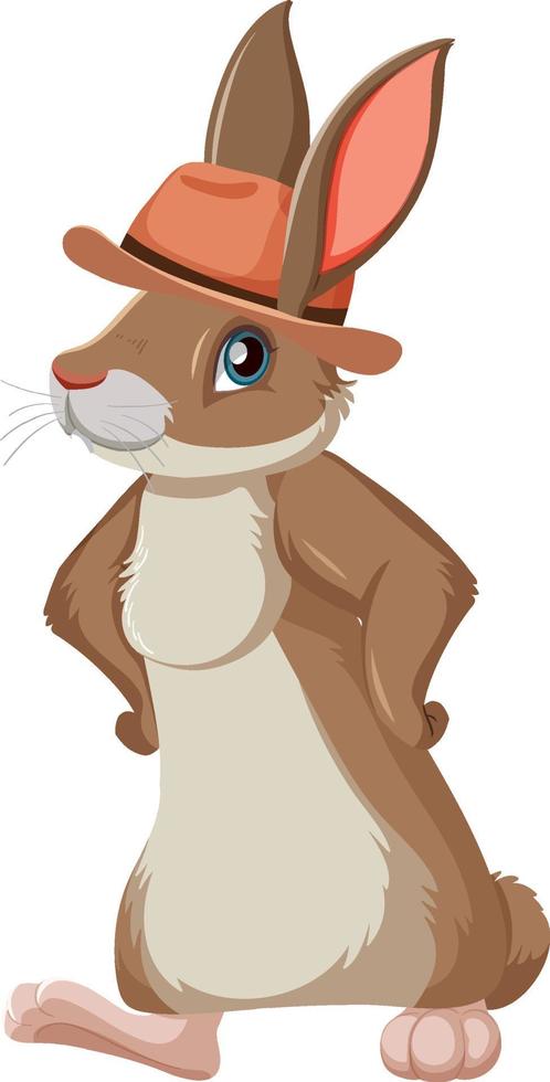 Cute bunny wearing hat vector