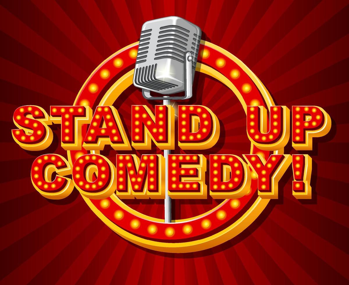 logotipo de comedia stand up con micrófono vector