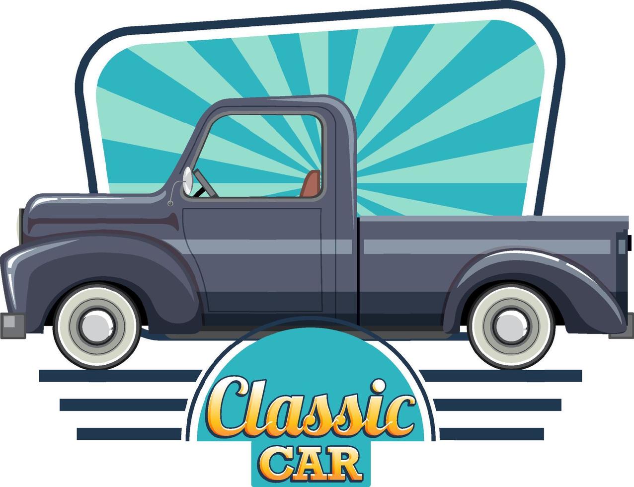 Classic car logo with classic car on white background vector