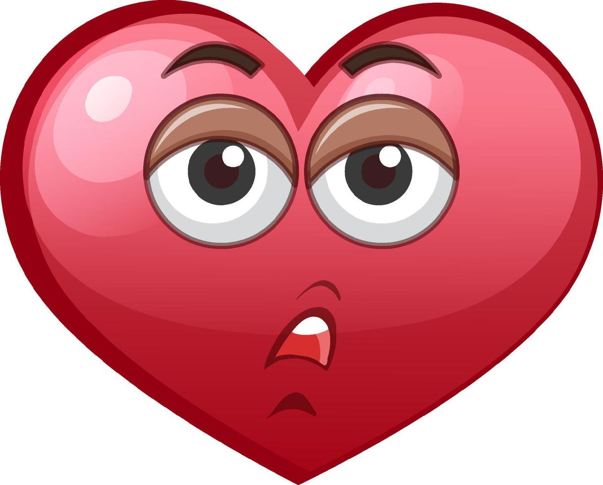 Tired heart emoticon on white background vector