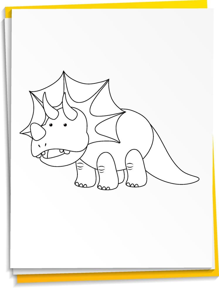 Hand drawn dinosaur on paper vector